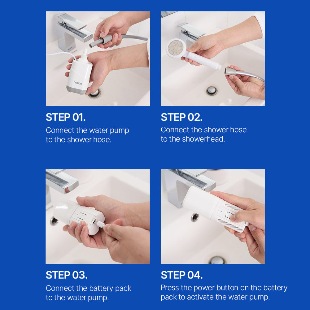 With Molly Onhour portable wireless camping shower, white, convenient to use white 10(W)x4(H)x7.6(D) inches