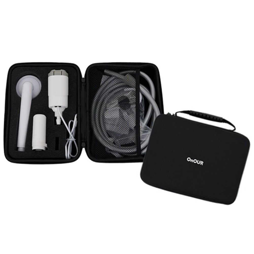 With Molly Onhour portable wireless camping shower, white, convenient to use white 10(W)x4(H)x7.6(D) inches