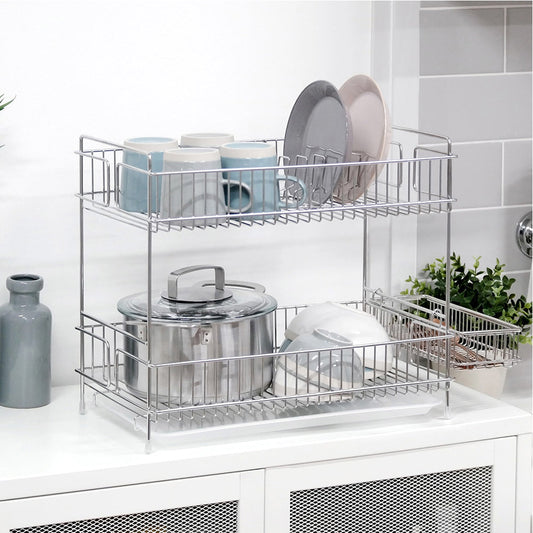With Molly S2D compact dish drying rack 2Tier Kitchen Holder Organizer Stainless Steel 304 17.3(W)x10.2(D)x14.7(H)inch