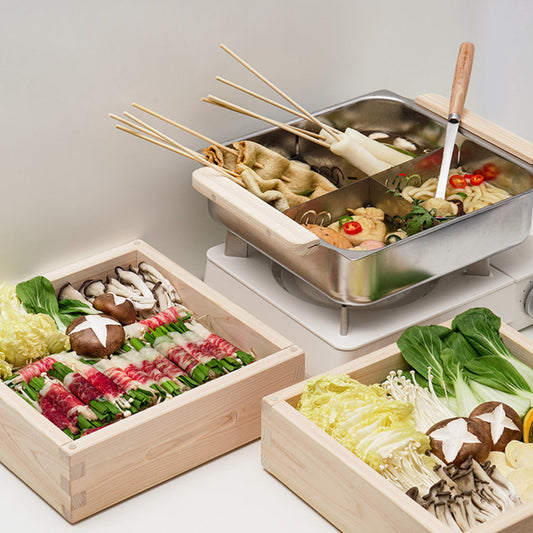 Square edge Square 11.8 Inch Handmade cypress tree Steamer Two Tier with stainless steel pot 11.8in