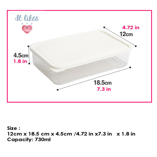 Fridge Drawer Organizer Refrigerator Quick Frozen Storage Box Food Storage Container with Lid System refrigerator container 730ml 4.72 in x7.3 in x 1.8 in White lid 40pcs set
