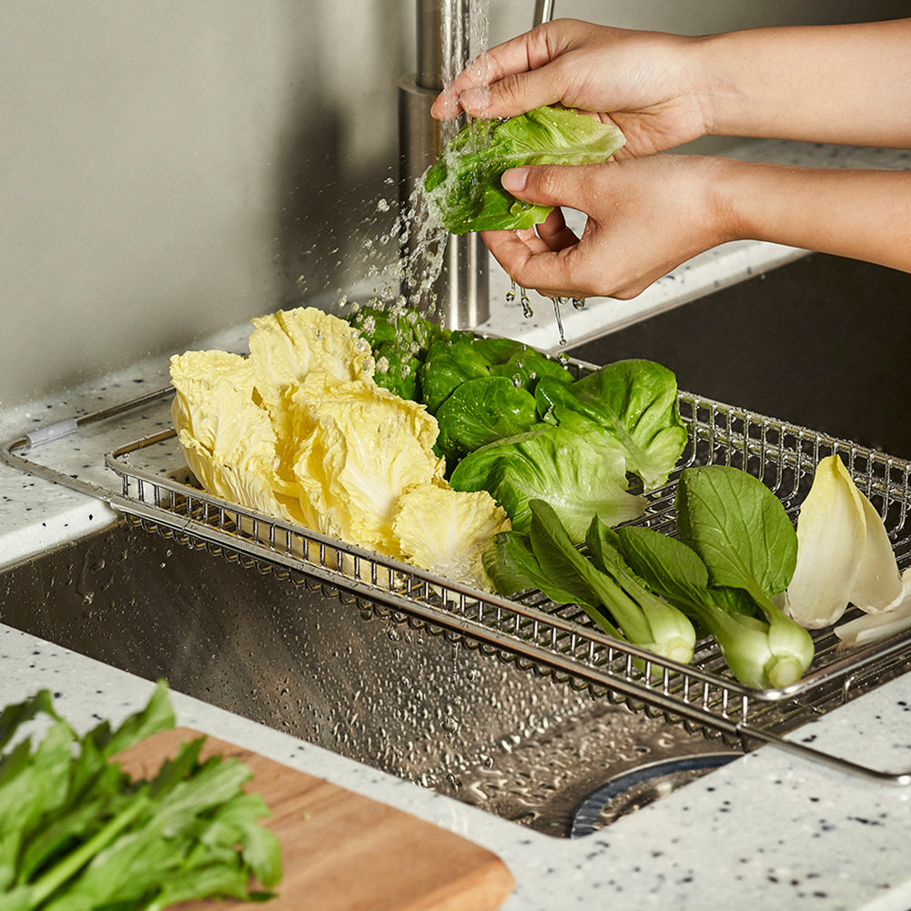 With Molly Stainless Steel Efficient use of sink space Dish Drying Rack in Sink Adjustable sink plate Unfolded - 10.2x21.6in