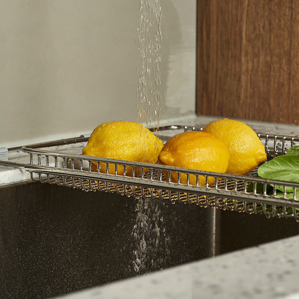 With Molly Stainless Steel Efficient use of sink space Dish Drying Rack in Sink Adjustable sink plate Unfolded - 10.2x21.6in