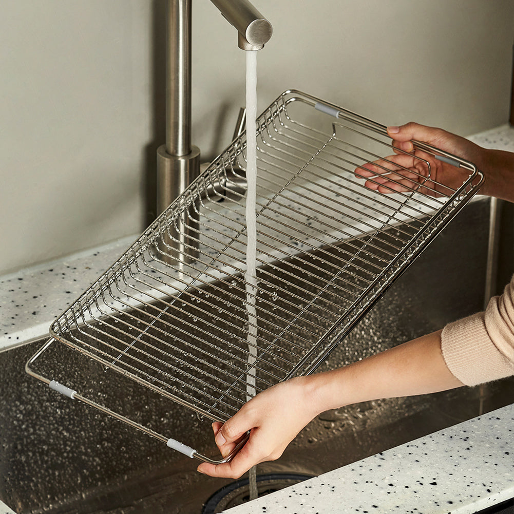 With Molly Stainless Steel Efficient use of sink space Dish Drying Rack in Sink Adjustable sink plate Unfolded - 10.2x21.6in