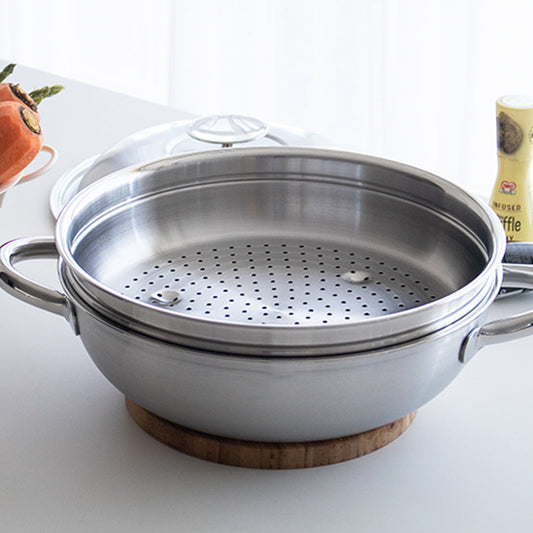 With Molly C-one Metal 316TI 5 Layers stainless steel Nonstick Party Wok With Lid 11" and Steamer set