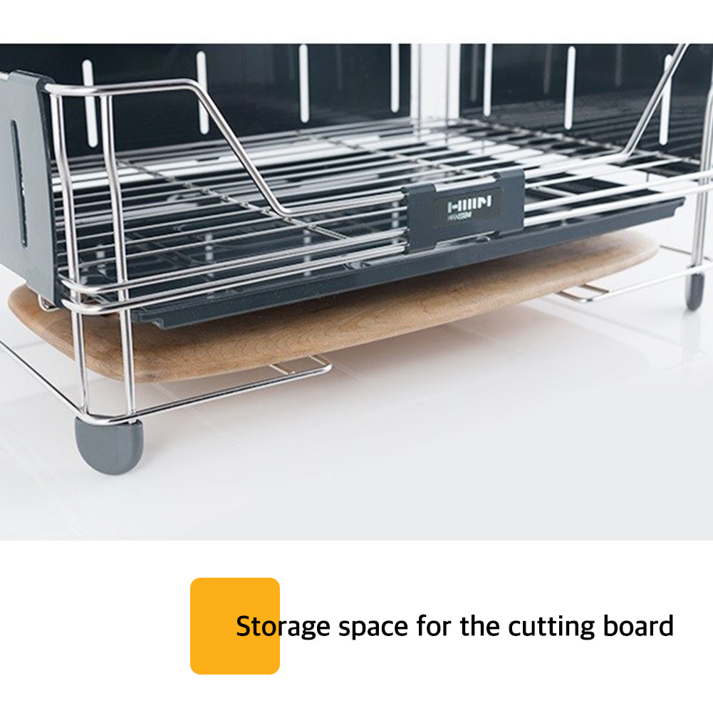 With Molly Hanssem luxury gloss Drying Rack 2-tier dish drying rack, water tray, utensil holder DK Gray 20(W)x13.5(D)x16(H)inch