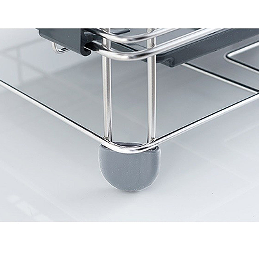 With Molly Hanssem luxury gloss Drying Rack 2-tier dish drying rack, water tray, utensil holder DK Gray 20(W)x13.5(D)x16(H)inch