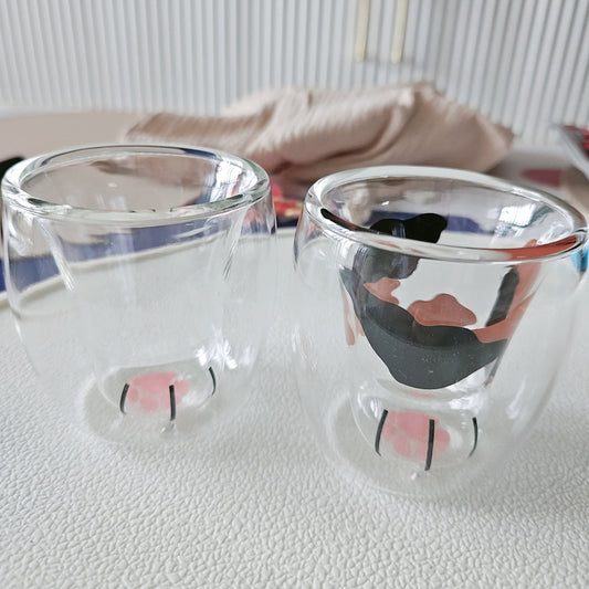 With Molly Cat Paw Shape Whiskey Soju Glass 4P Set 2pcs Spotted + 2pcs Transparent 80ml/ 2.7oz