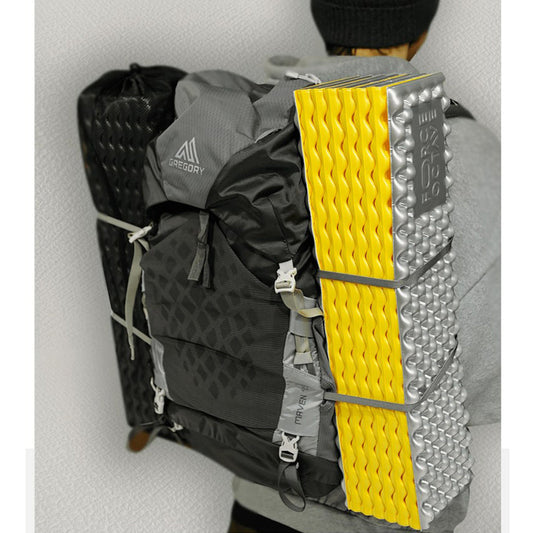 With Molly multipurpose foldable aluminum foam mat  Light and space-saving 14-layer mat 2P Storage size 21.7" x 5.1"x 5.9" yellow