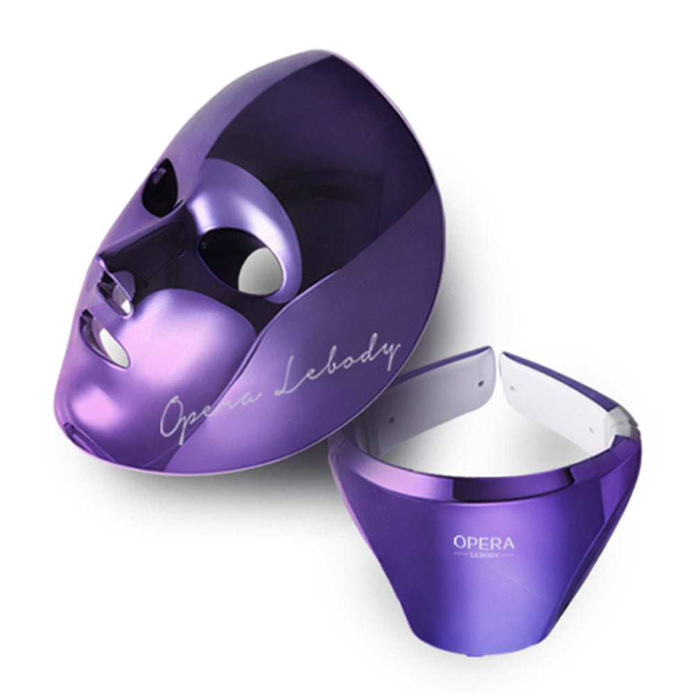OPERA MILUX LED Mask Full Set for Face and Neck Skin Care, Violet Color,2 Wavelengths 110~240v