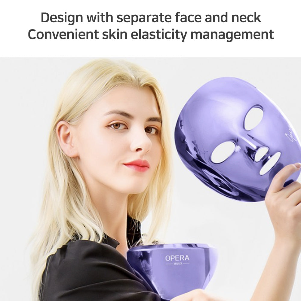 OPERA MILUX LED Mask Full Set for Face and Neck Skin Care, Violet Color,2 Wavelengths 110~240v