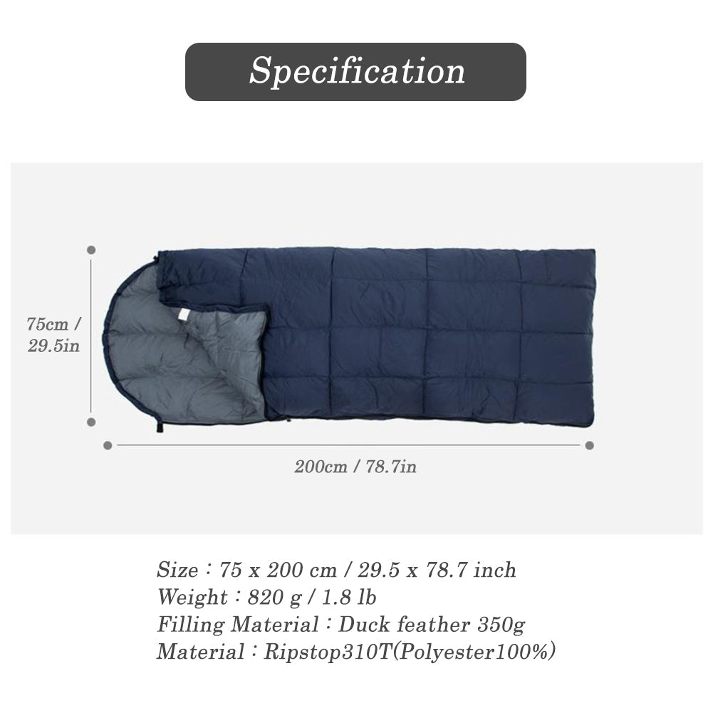 It-likes BUCK703 All-season ultra-light down sleeping bag duck feather 350g, Navy 820g / 1.8lb 9.5x78.7inch