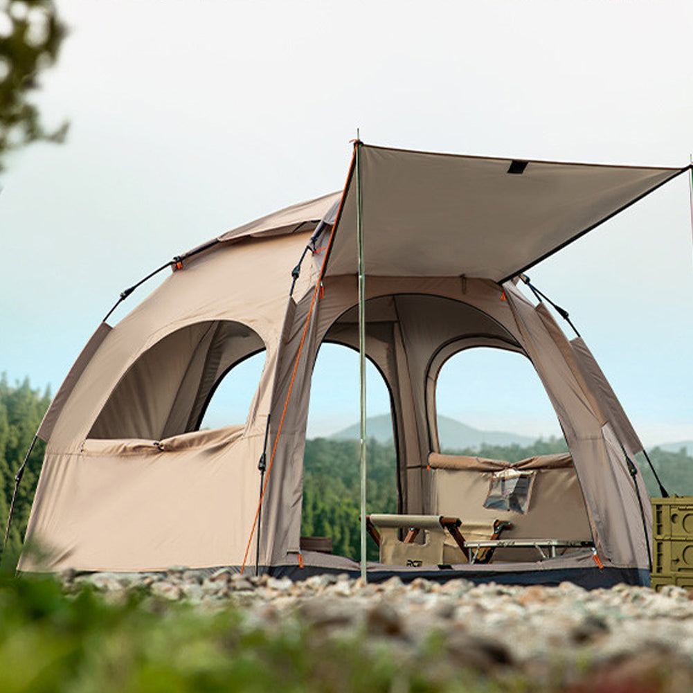 With Molly Roti Camp Hexagon One Touch Tent with Instant Setup in 5 Seconds for 4-5 People tan 106(W)x87(D)x65(H)inch