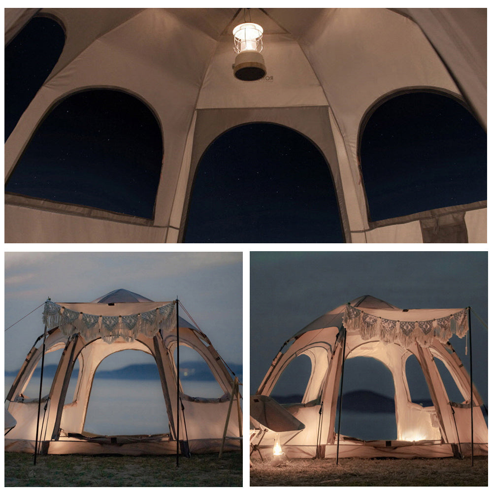 With Molly Roti Camp Hexagon One Touch Tent with Instant Setup in 5 Seconds for 4-5 People tan 106(W)x87(D)x65(H)inch