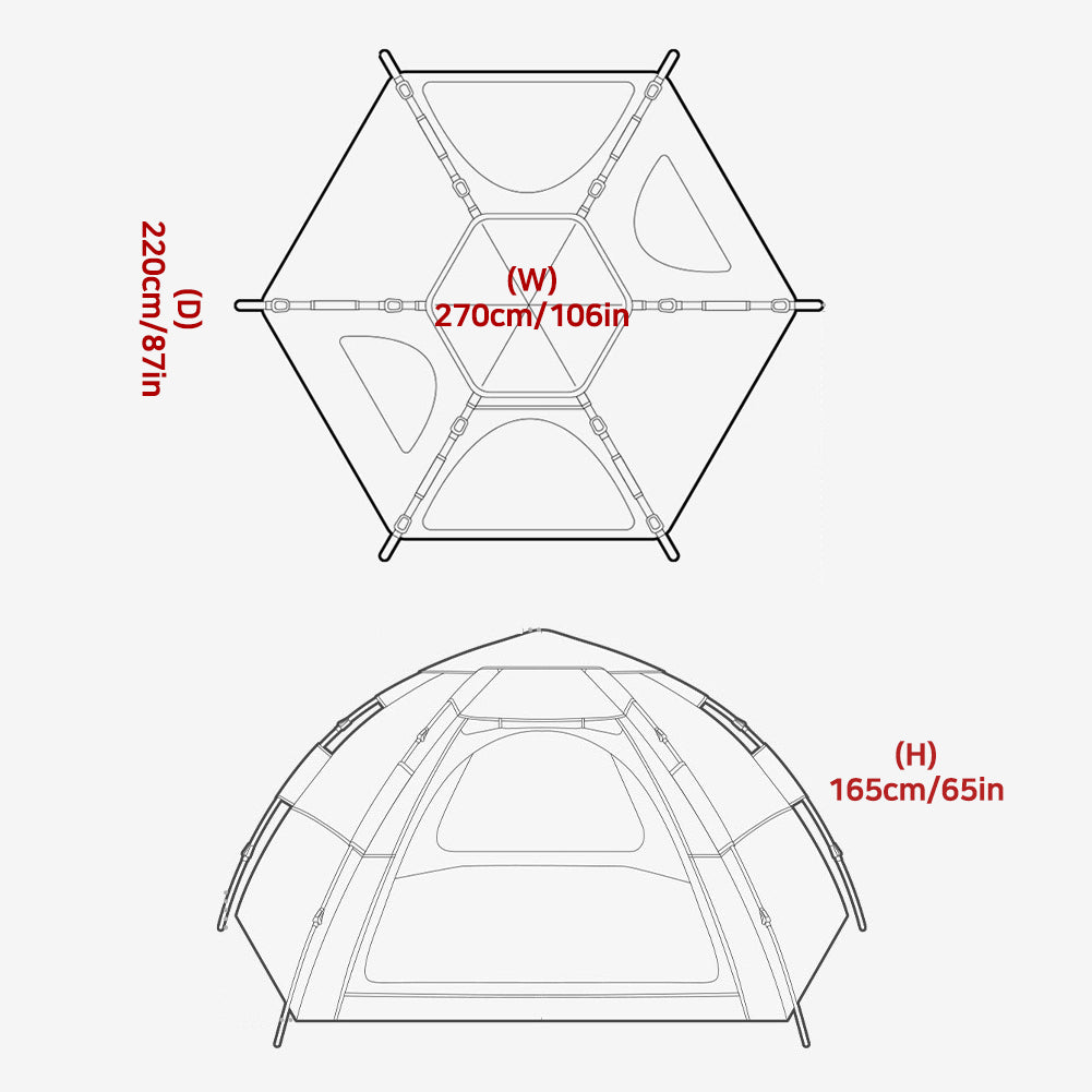 With Molly Roti Camp Hexagon One Touch Tent with Instant Setup in 5 Seconds for 4-5 People tan 106(W)x87(D)x65(H)inch