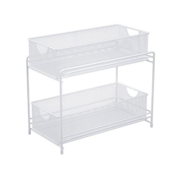 Simple Houseware 2 Tier Sliding Cabinet Basket Organizer Drawer, White