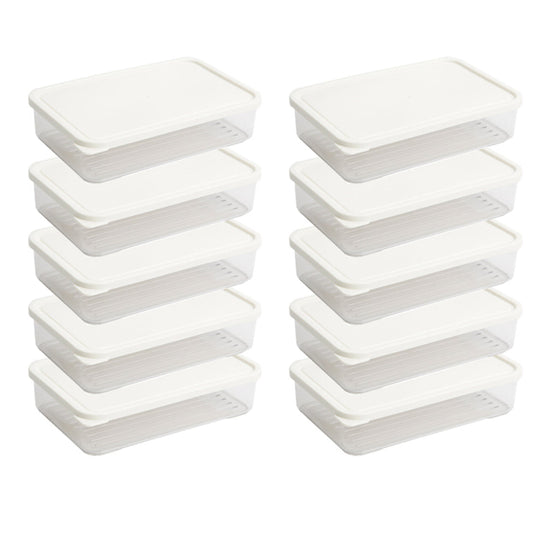 Fridge Drawer Organizer Refrigerator Quick Frozen Storage Box Food Storage Container with Lid System refrigerator container 730ml 4.72 in x7.3 in   x 1.8 in  White lid 20pcs set