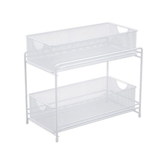 With Molly Mash sliding storage box 2 Tier Sliding Basket Organizer Drawer as kitchen/bathroom/office white 7.4x13.7x12.7inch