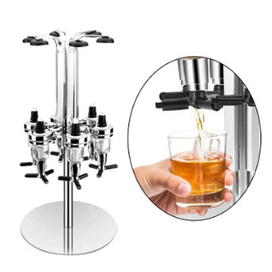 Whiskey Liquor Highball Liquor Dispenser Cradle Home Bar Interior 4-hole Rotating Type, 45ml 4 Heads Included