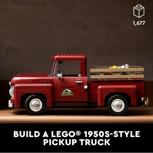 [Genuine Lego] LEGO Icons Pickup Truck 10290 Building Set for Adults, Vintage 1950s Model with Seasonal Display Accessories, Creative Activity, Collector's Gift Idea (1677 Pieces)
