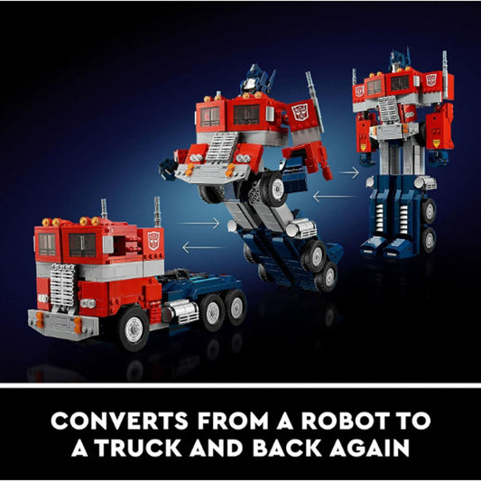[Genuine Lego] LEGO Icons Optimus Prime 10302 Transformers Figure Set, Collectible Transforming 2-in-1 Robot and Truck Model Building Kit for Adults, Perfect for Display or Play