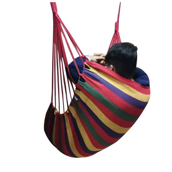 Camping outdoor hammock with storage bag Canvas fabric red stripes  330lbs
