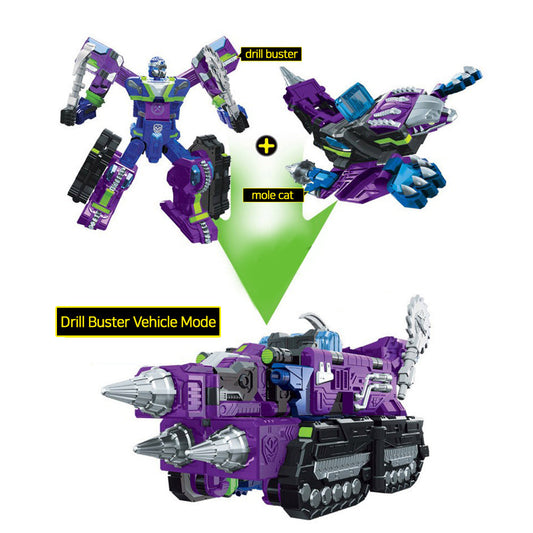 With Molly Hello Carbot drillbust  One vehicle transforms into two robots  11"(W)x15"(H)x3.5"(D)