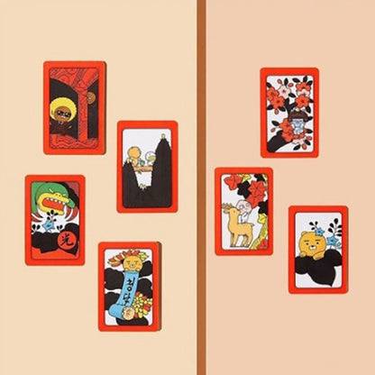 Chunsik Flower Card Game  Korean Hanafuda set  Go Stop Card Game HWATOO with Mat Yellow