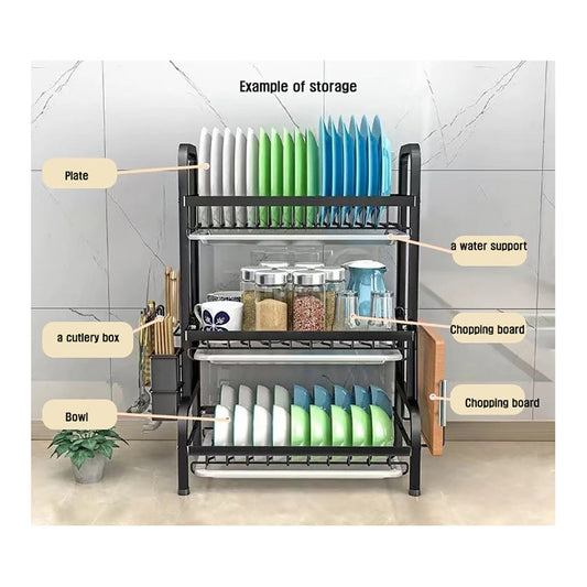 With Molly Black Gold Dish Rack 3 Tier Dish Dry Rack Drying Drainer Kitchen Holder Organizer 24.8×22×9.2 inch