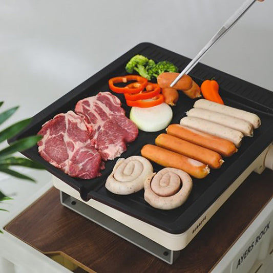 With Molly B1 Aluminum die-casting coating square grill Indoor Stovetop or Outdoor Camping BBQ 14 x 12 x  2"