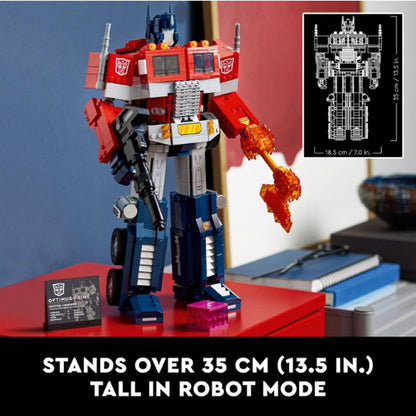 [Genuine Lego] LEGO Icons Optimus Prime 10302 Transformers Figure Set, Collectible Transforming 2-in-1 Robot and Truck Model Building Kit for Adults, Perfect for Display or Play