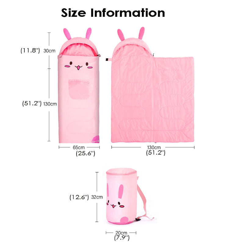 Rabbit Shape Kids Sleeping bag with storage bag 12.6" x7.9"