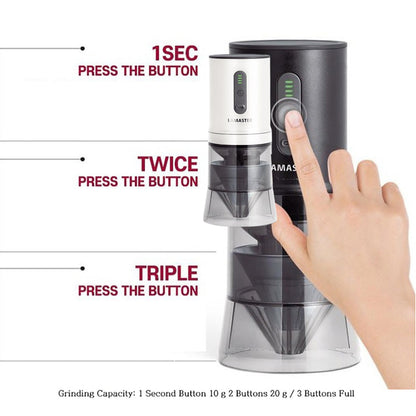 4-in-1 smart Portable Automatic Coffee Bean Grinder Coffee Brewer Maker Tumbler Hand Drip Set for Outdoor Camping White 8.2x3.9x3.1inch