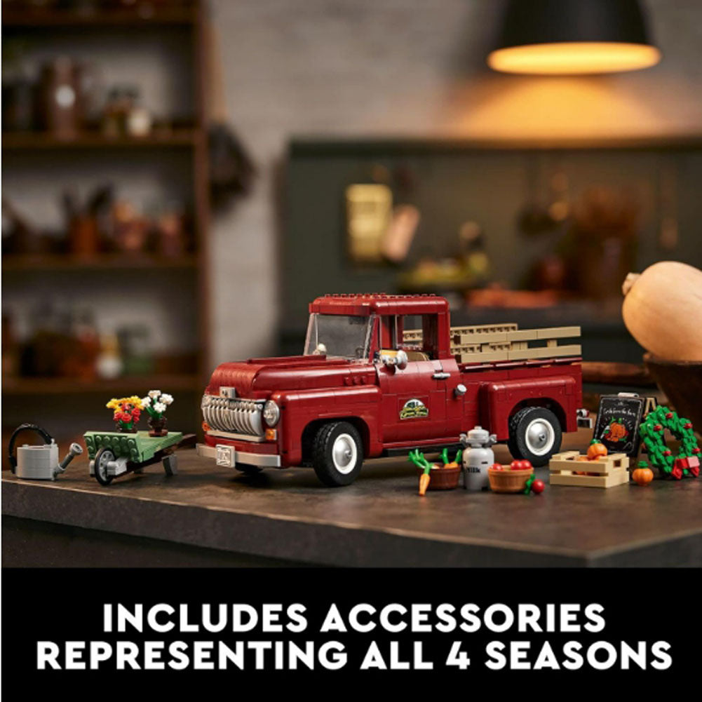 [Genuine Lego] LEGO Icons Pickup Truck 10290 Building Set for Adults, Vintage 1950s Model with Seasonal Display Accessories, Creative Activity, Collector's Gift Idea (1677 Pieces)