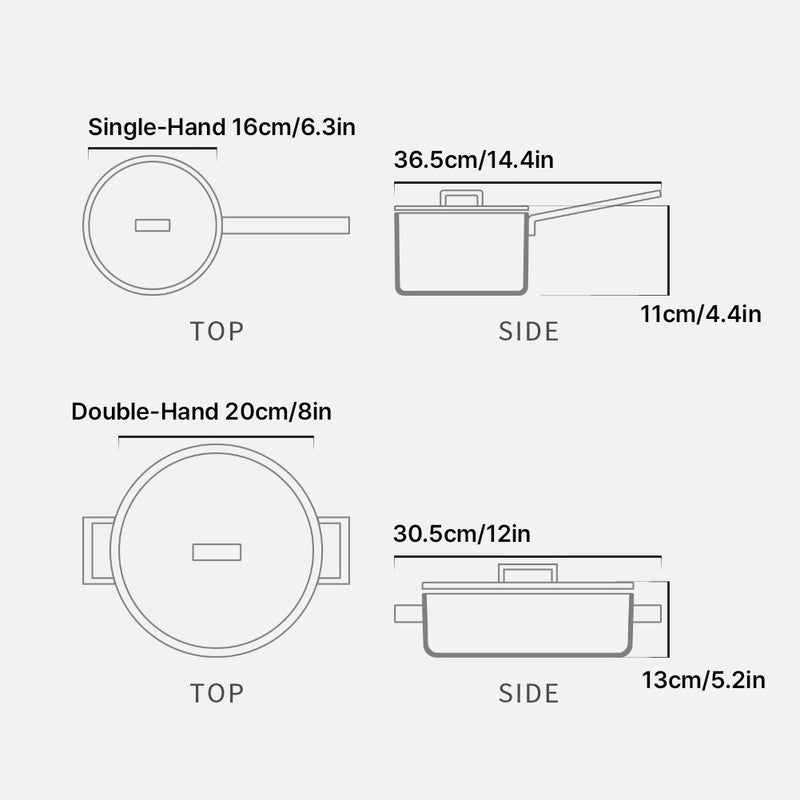 Pro Premium 5 Layers induction stainless steel Nonstick cookware set 5P