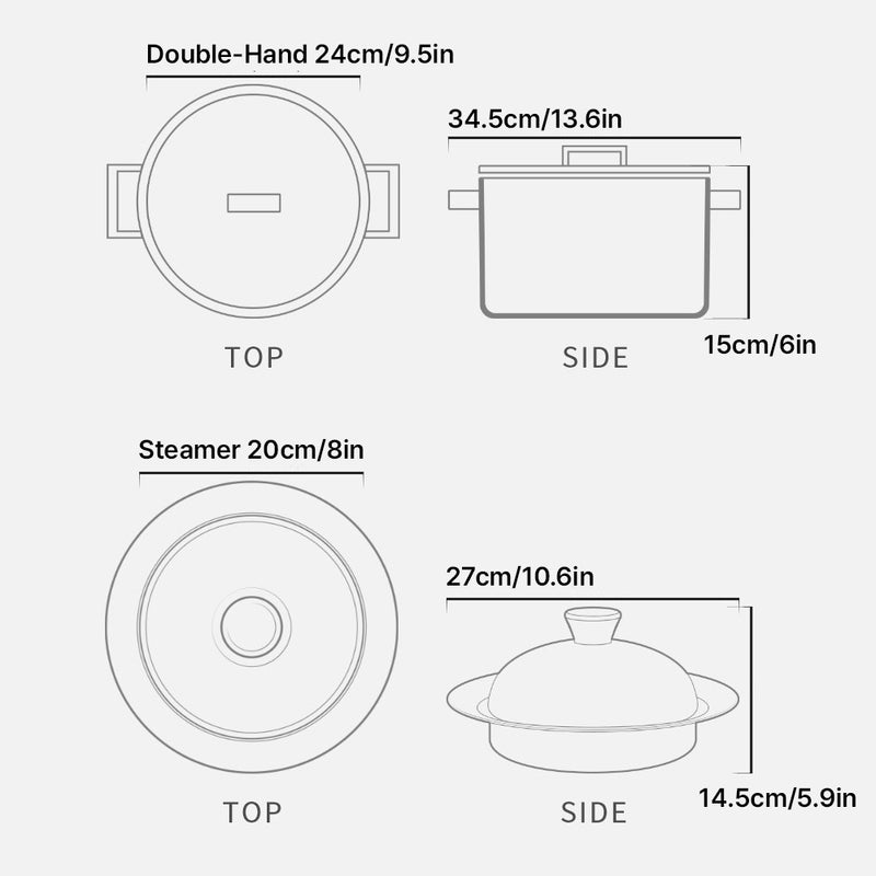 Pro Premium 5 Layers induction stainless steel Nonstick cookware set 5P