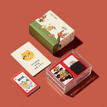 Chunsik Flower Card Game  Korean Hanafuda set  Go Stop Card Game HWATOO with Mat Yellow