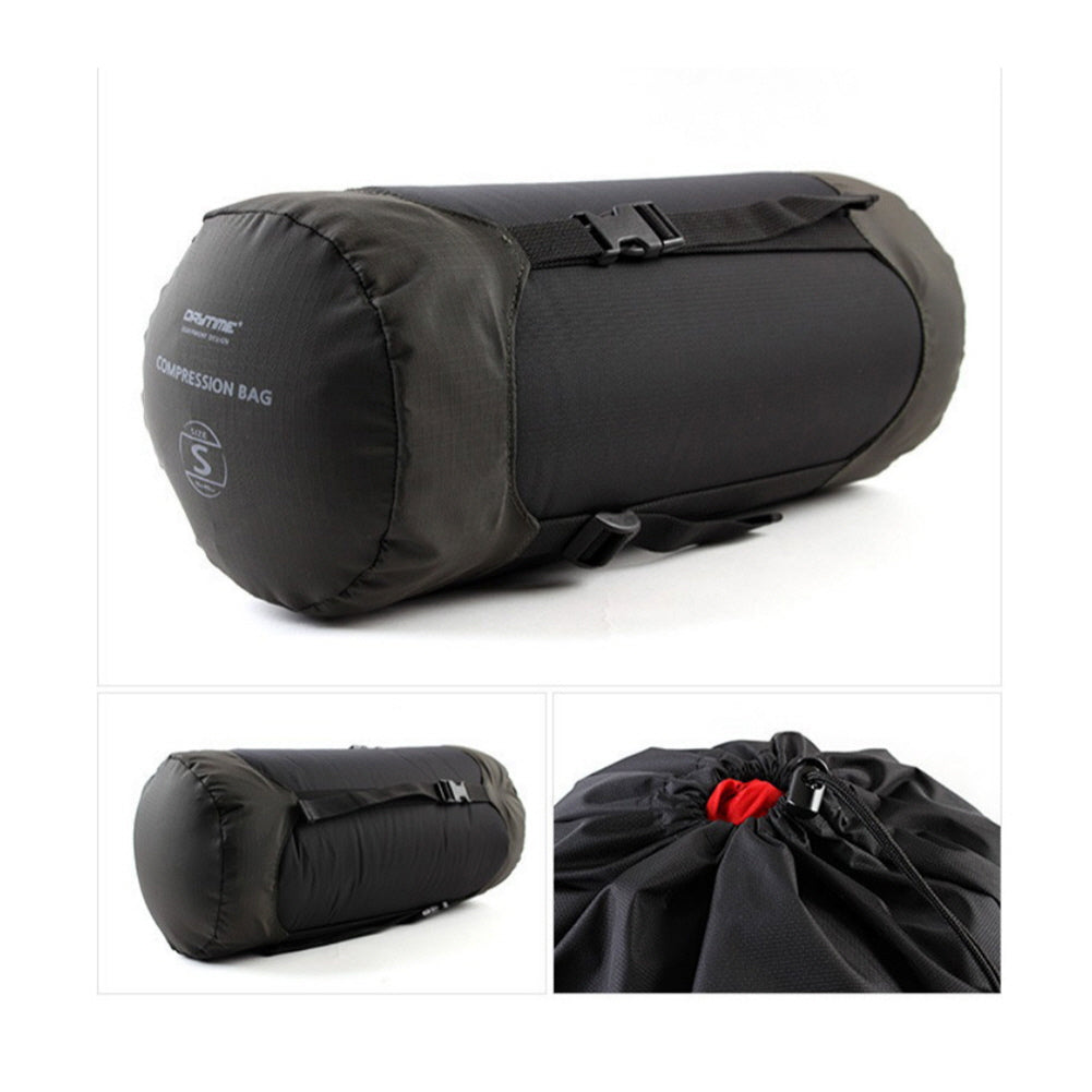 Camping sleeping bag compression pack 12L hard and durable 4 straps 1/2 compression  5.9x15.7 inch