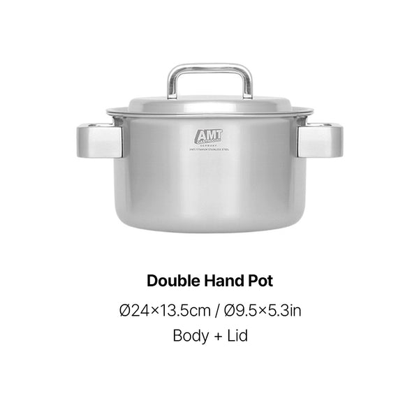 Dongwon Metal 316TI 5 Layers stainless steel Nonstick Party Wok With Lid 11" and Double Hand Pot with lid 9.5"  for Stir-fry dish or a Soup Pot