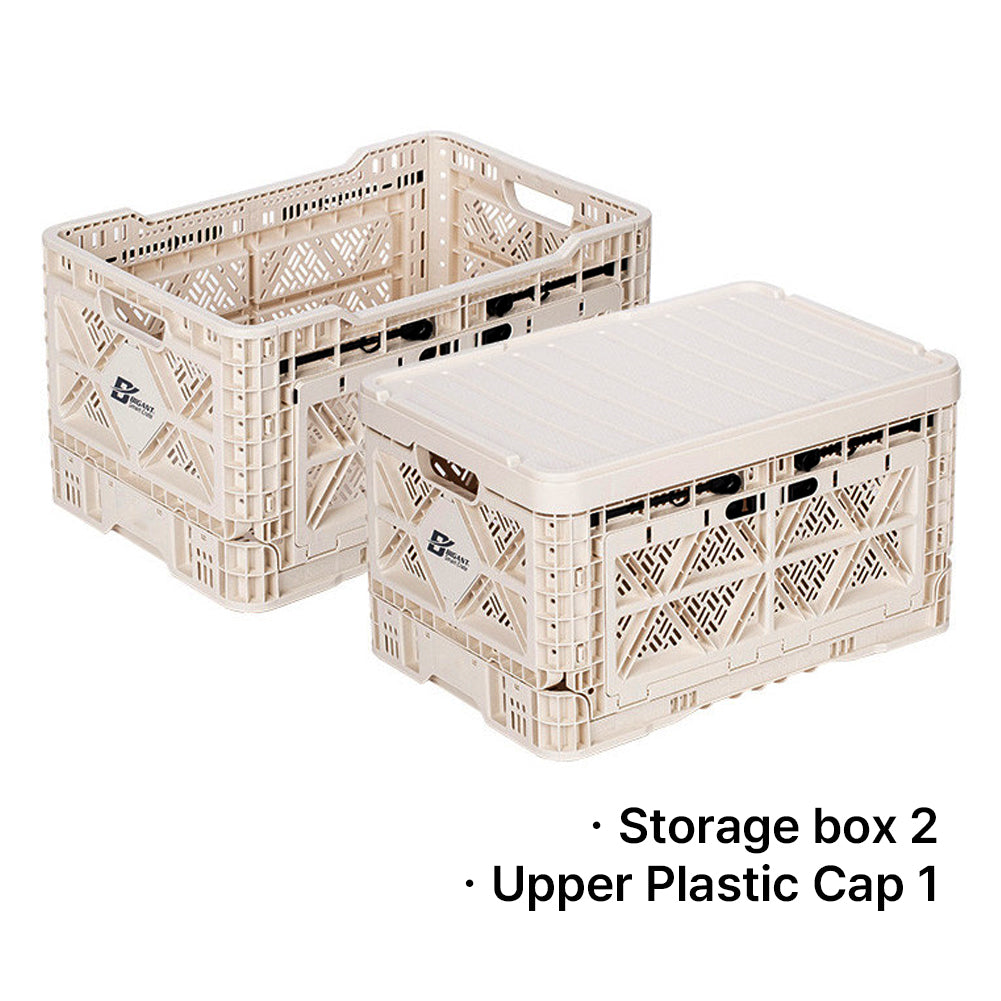 Multipurpose use of space 48 liter open folding box hand cart 2-stage SET folding shopping wagon white Maximum Load 440lbs