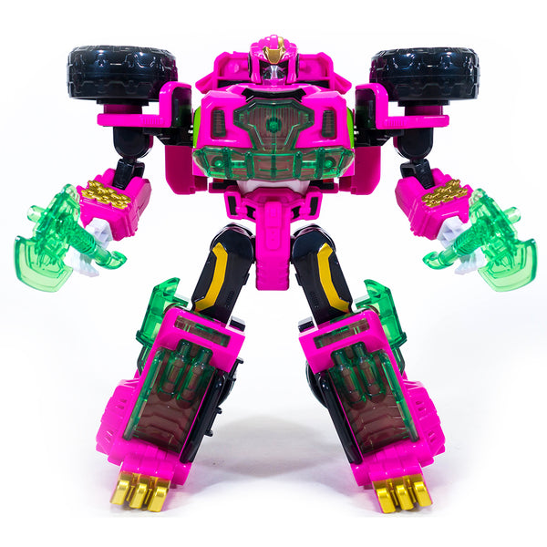 Metal Card Bot buffalo crush Transformation Robot Vehicle Modes Pink