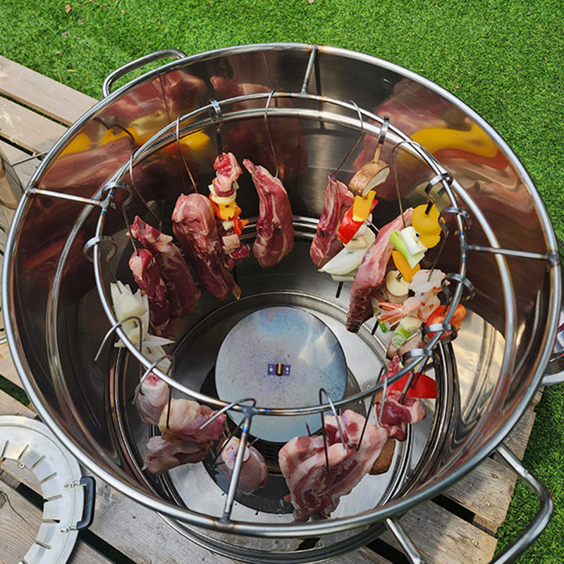 With Molly Outdoor jar stainless steel smoker grill  with  barbecue skewer holders large-capacity (Diameter)15.8x(H)23.6cinch