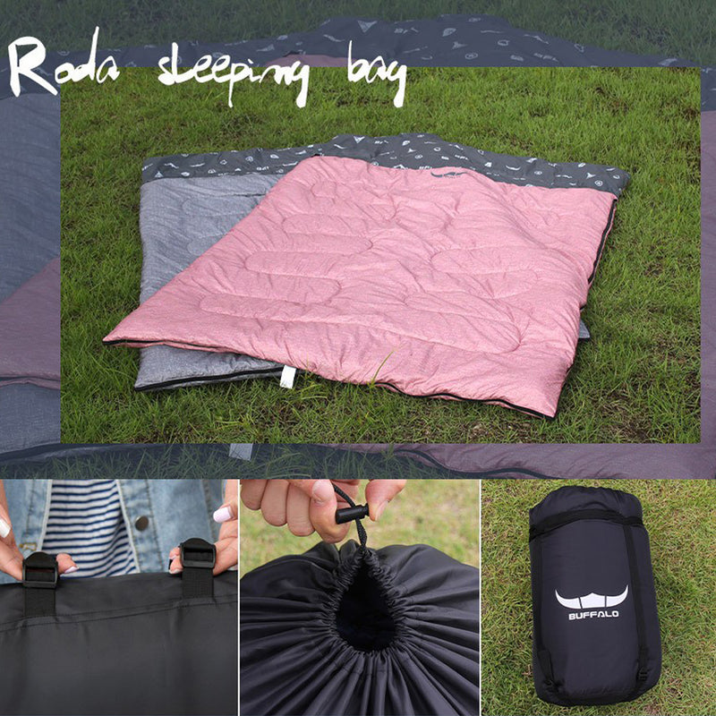 With Molly Roda Sleeping Bag Lightweight with  storage bag Available for 2 people or 1 person for Hiking Backpacking Camping Traveling Gray