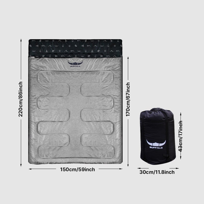 With Molly Roda Sleeping Bag Lightweight with  storage bag Available for 2 people or 1 person for Hiking Backpacking Camping Traveling Gray