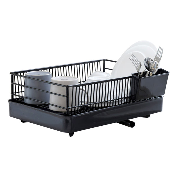With Molly Wide Modern Black 360° Automatic Dish Drying Rack 1 Tier 15(W)x11.6(D)x5.3(H)inch
