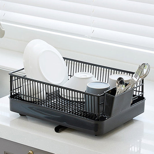 With Molly Wide Modern Black 360° Automatic Dish Drying Rack 1 Tier 15(W)x11.6(D)x5.3(H)inch