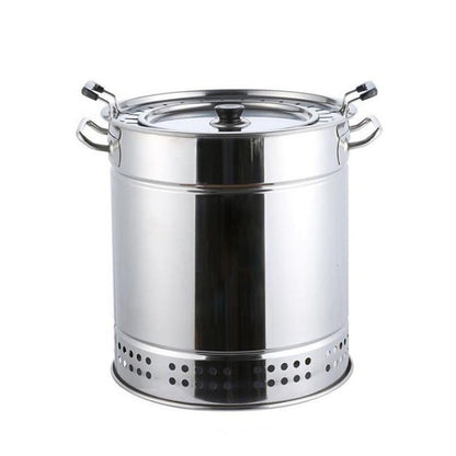 Stainless steel circle barbecue brazier for simple, safe and delicious cooking without smoke for outdoor (Diameter) 11.8 in x (Height) 16 in