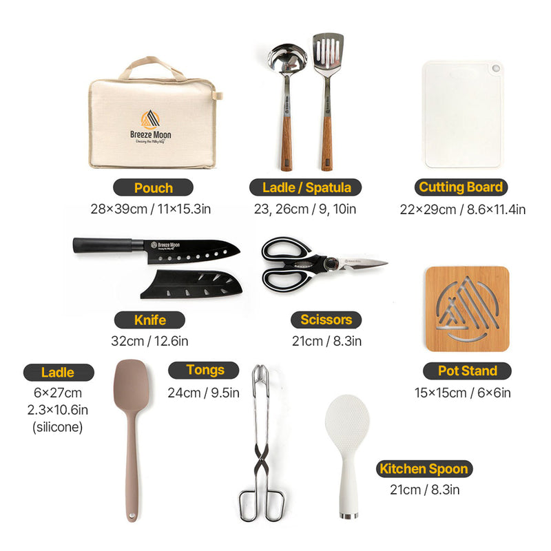 With Molly  WM23 Camping cooking utensils 10p + camping tableware 17P with exclusive bag
