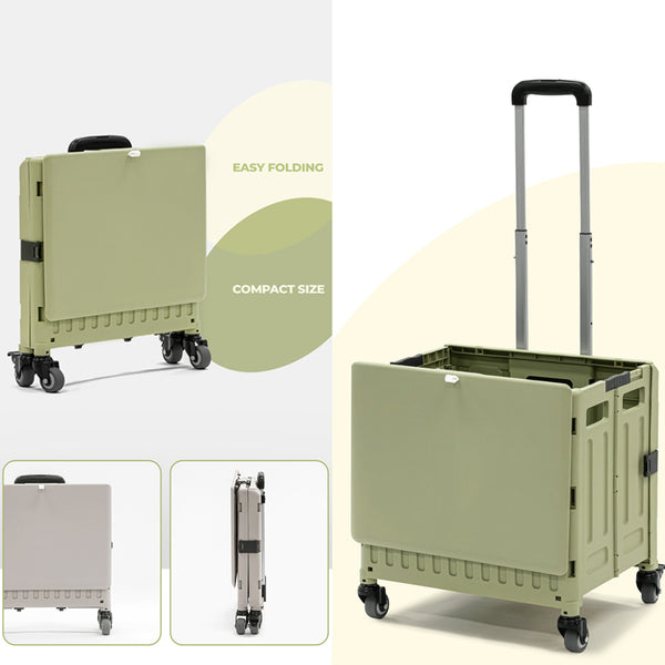 With Molly Nemo Platform Truck Cart with folding box cart, Premium Shopping Foldable Cart Green 17.3(W)x13.7(D)x18.5~38.1(H)inch
