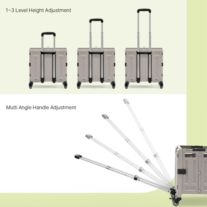 With Molly Nemo Platform Truck Cart with folding box cart, Premium Shopping Foldable Cart white 17.3(W)x13.7(D)x18.5~38.1(H)inch